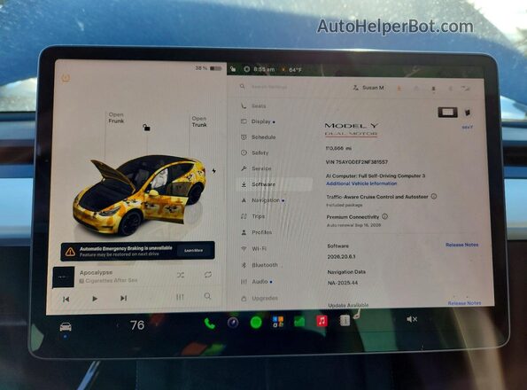 7SAYGDEF2NF381557 2022 TESLA MODEL Blue Instrument cluster view