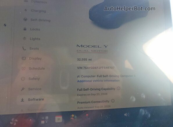7SAYGDEF2PF646707 2023 TESLA MODEL Синий Вид щитка приборов