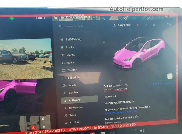 7SAYGDEF3RA299243 2024 TESLA MODEL Белый Вид щитка приборов