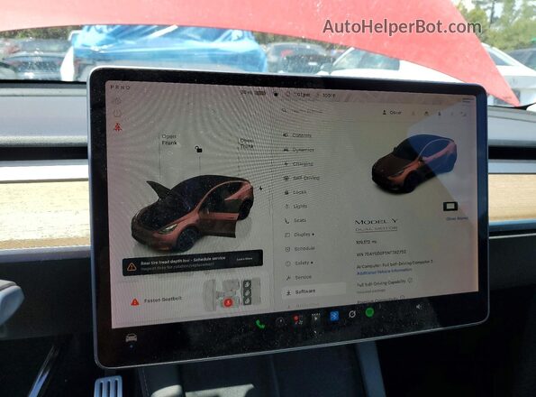 7SAYGDEF5NF382752 2022 TESLA MODEL Red Սարքավորումների վահանակի տեսք