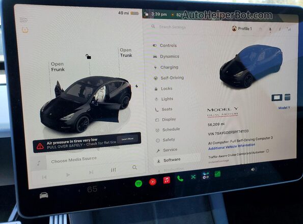 7SAYGDEF5PF741133 2023 TESLA MODEL Black Vista del cuadro de instrumentos
