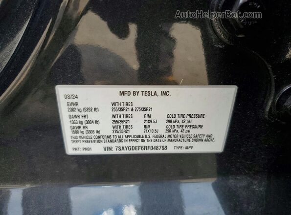 7SAYGDEF6RF048798 2024 TESLA MODEL Gray Vista del compartimento del motor