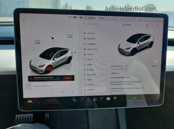 7SAYGDEF6RF113813 2024 TESLA MODEL White Vista del cuadro de instrumentos