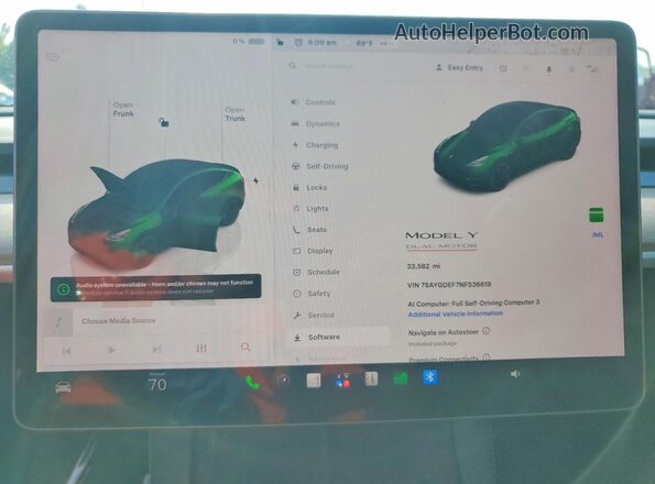 7SAYGDEF7NF536619 2022 TESLA MODEL Зеленый Вид щитка приборов