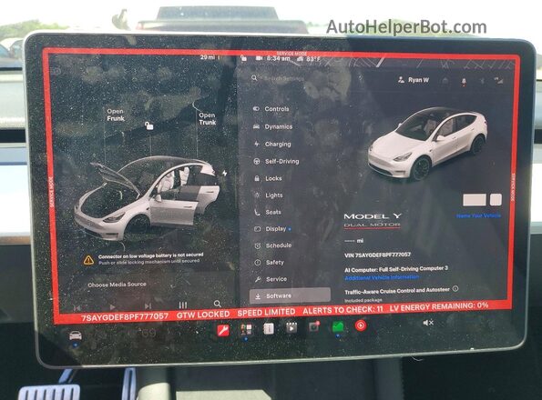 7SAYGDEF8PF777057 2023 TESLA MODEL White Vista del cuadro de instrumentos