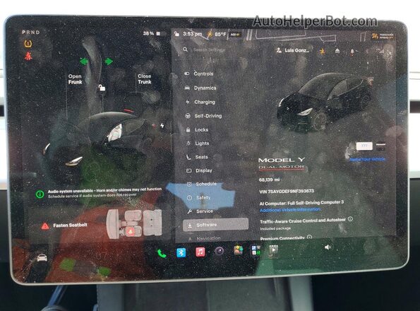7SAYGDEF9NF393673 2022 TESLA MODEL Black Вид щитка приладів