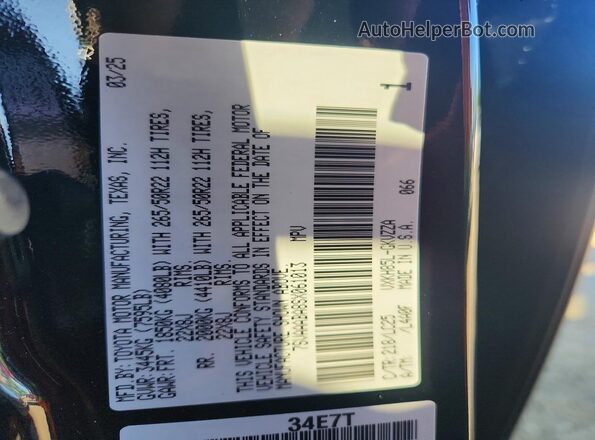 7SVAAABA8SX061013 2025 TOYOTA SEQUOIA Black VIN sticker view