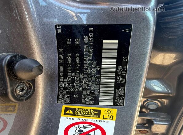 5TDJZRFH4JS523113 2018 TOYOTA HIGHLANDER Gray VIN sticker view