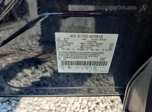 2FMPK4J90KBC58190 2019 FORD EDGE Black 
