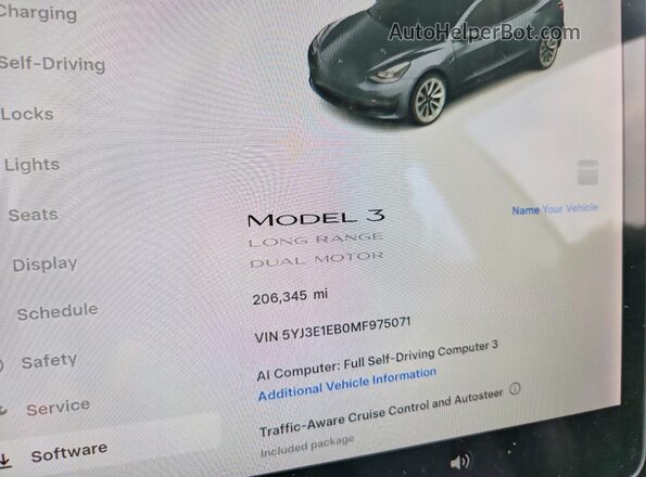 5YJ3E1EB0MF975071 2021 TESLA MODEL Серый Вид задних сидений