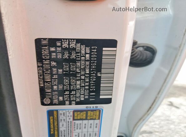 5XYPGDA57HG209043 2017 KIA SORENTO Белый Вид наклейки с VIN-кодом