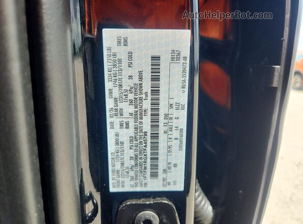 1FTFW1RGXTFA45799 2026 FORD F150 Black Widok naklejki z numerem VIN