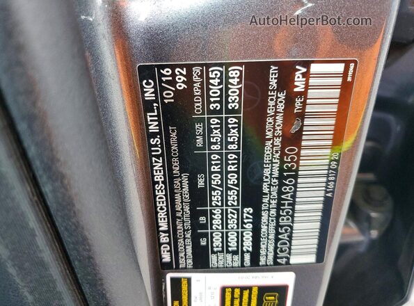 4JGDA5JB5HA861350 2017 MERCEDES-BENZ GLE Gray Widok naklejki z numerem VIN