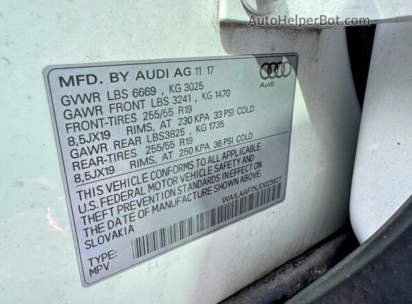 WA1LAAF7XJD023827 2018 AUDI Q7 White 