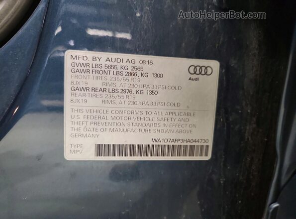 WA1D7AFP3HA044730 2017 AUDI Q5 Blue Панорамний вид салону 360°