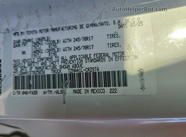 3TYJDAHN1ST025038 2025 TOYOTA TACOMA Blue VIN კოდის სტიკერის ხედი