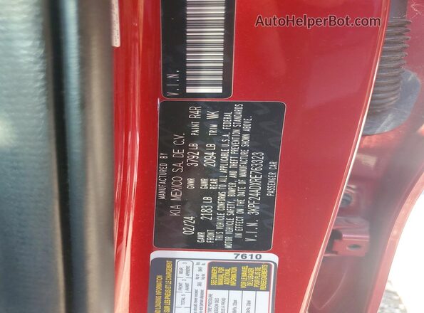 3KPF24ADXRE763323 2024 KIA FORTE Red Widok wnętrza 360 stopni