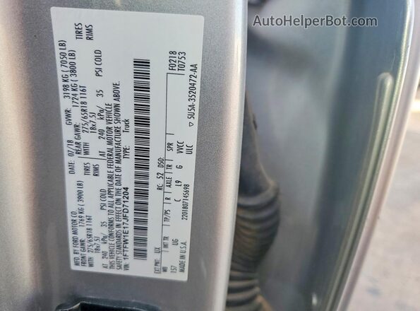 1FTFW1E17JFD71204 2018 FORD F150 Silver VIN კოდის სტიკერის ხედი