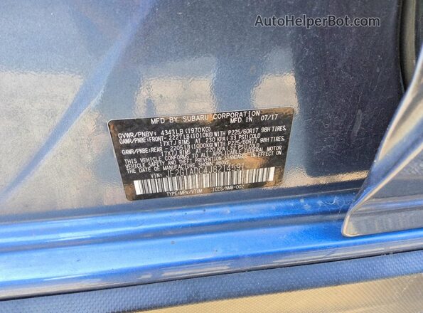 JF2GTADC4J8214591 2018 SUBARU CROSSTREK Blue VIN sticker view