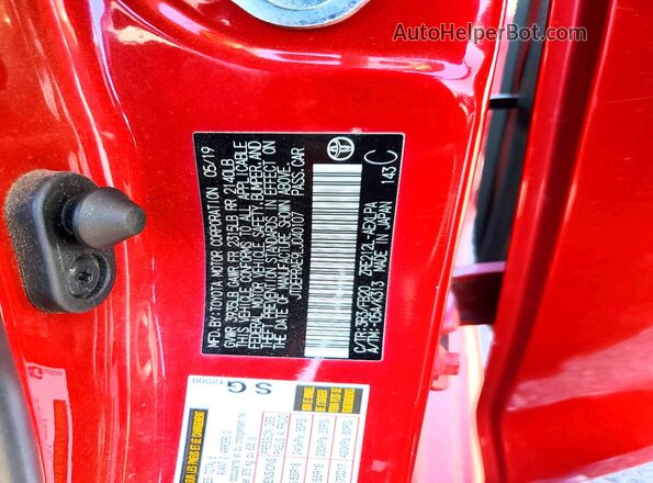JTDEPRAE9LJ040107 2020 TOYOTA COROLLA Red VIN sticker view