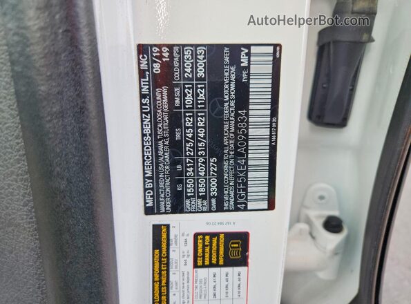 4JGFF5KE4LA095834 2020 MERCEDES-BENZ GLS White 360 interior view