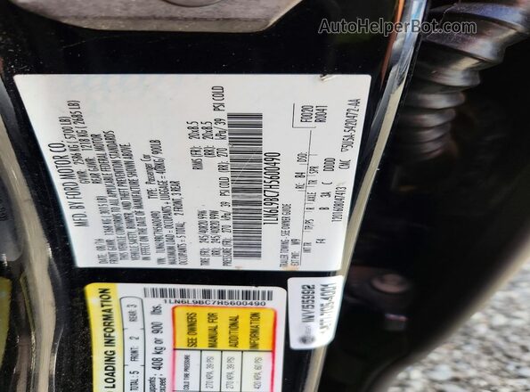 1LN6L9BC7H5600490 2017 LINCOLN CONTINENTA Black VIN կոդի պիտակի տեսք