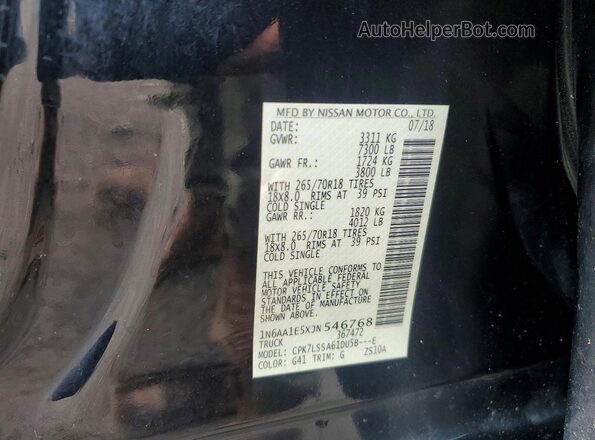 1N6AA1E5XJN546768 2018 NISSAN TITAN Black VIN sticker view