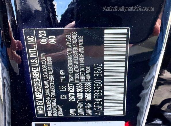 4JGFB4FB8RB018862 2024 MERCEDES-BENZ GLE-CLASS Black VIN sticker view