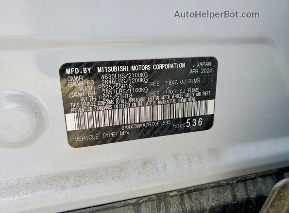 JA4ATWAA7RZ061595 2024 MITSUBISHI ECLIPSE Белый 