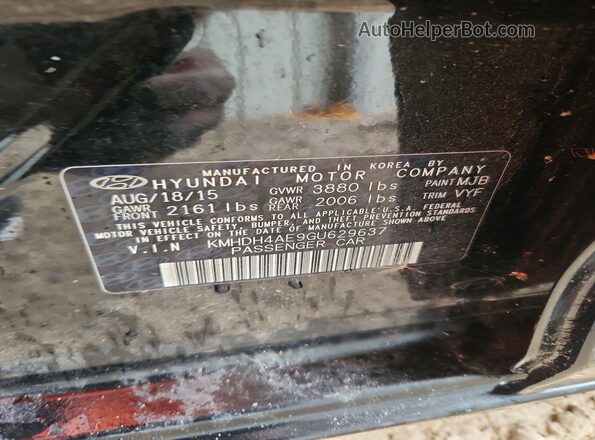 KMHDH4AE9GU629637 2016 HYUNDAI ELANTRA Black Вид наклейки з VIN-кодом