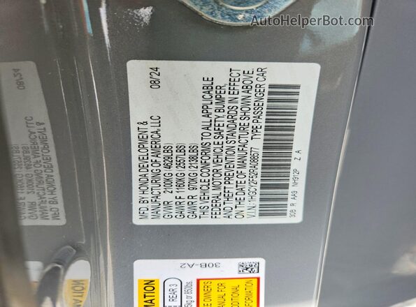 1HGCY2F52RA088577 2024 HONDA ACCORD Gray VIN კოდის სტიკერის ხედი