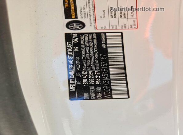 WDDPK3JA5KF157157 2019 MERCEDES-BENZ SLC White Вид наклейки з VIN-кодом