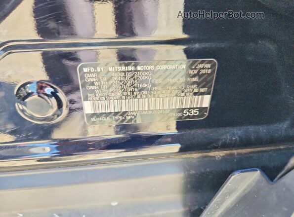 JA4AT3AA3KZ024502 2019 MITSUBISHI ECLIPSE Black Widok wnętrza 360 stopni