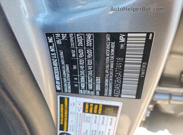 4JGDA5GB6GA774918 2016 MERCEDES-BENZ GLE-CLASS Silver Widok wnętrza 360 stopni