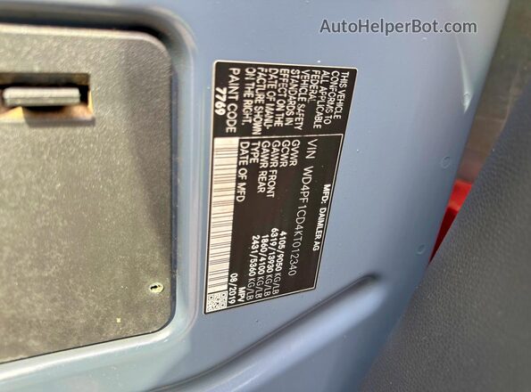 WD4PF1CD4KT012340 2019 MERCEDES-BENZ SPRINTER Blue Rear interior view