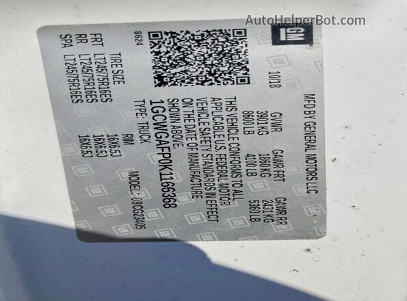 1GCWGAFP0K1166368 2019 CHEVROLET EXPRESS White VIN կոդի պիտակի տեսք