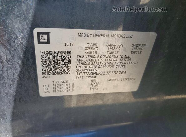 1GTV2MEC1JZ152764 2018 GMC SIERRA Серый Вид наклейки с VIN-кодом