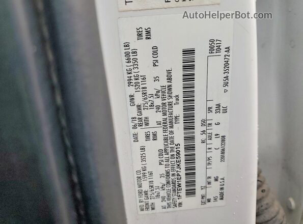 1FTEW1EP7JKE59015 2018 FORD F150 White VIN կոդի պիտակի տեսք