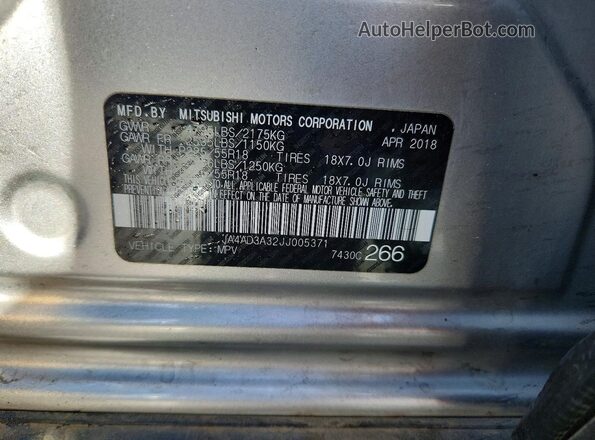 JA4AD3A32JJ005371 2018 MITSUBISHI OUTLANDER Silver Vista del compartimento del motor