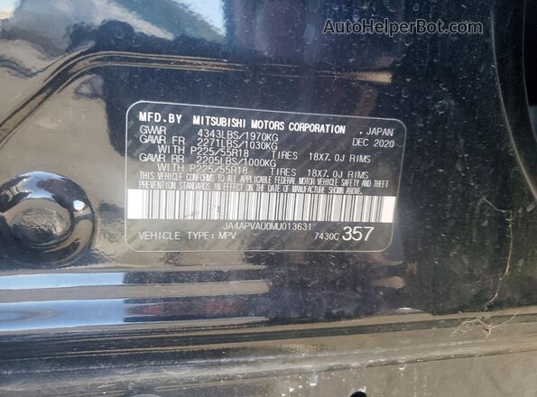 JA4APVAU0MU013631 2021 MITSUBISHI OUTLANDER Black Engine compartment view