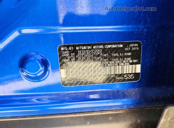 JA4AS3AAXLZ017387 2020 MITSUBISHI ECLIPSE Blue ძრავის განყოფილების ხედი