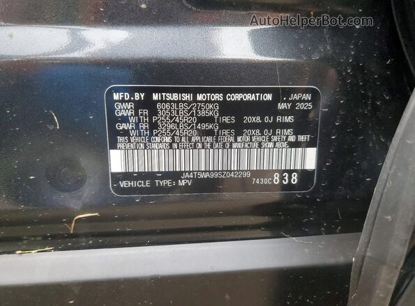 JA4T5WA99SZ042299 2025 MITSUBISHI OUTLANDER Black VIN კოდის სტიკერის ხედი