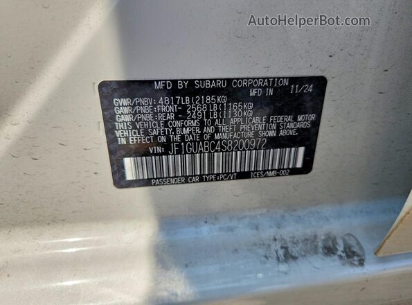 JF1GUABC4S8200972 2025 SUBARU IMPREZA Белый Вид подкапотного пространства