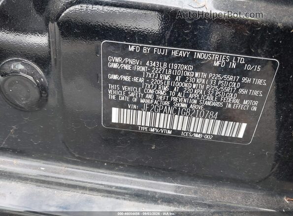 JF2GPANC1G8210784 2016 SUBARU CROSSTREK Black Widok komory silnika