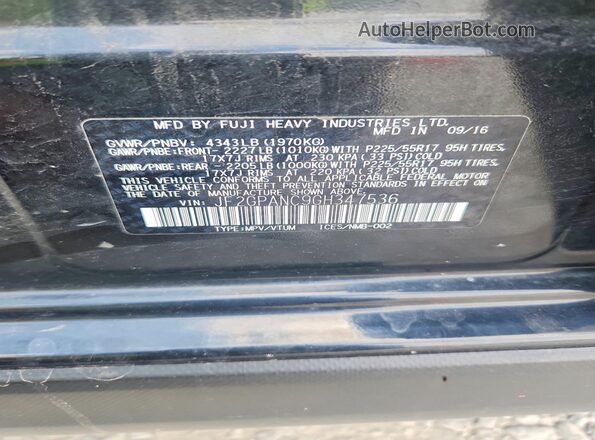 JF2GPANC9GH347536 2016 SUBARU CROSSTREK Black VIN sticker view
