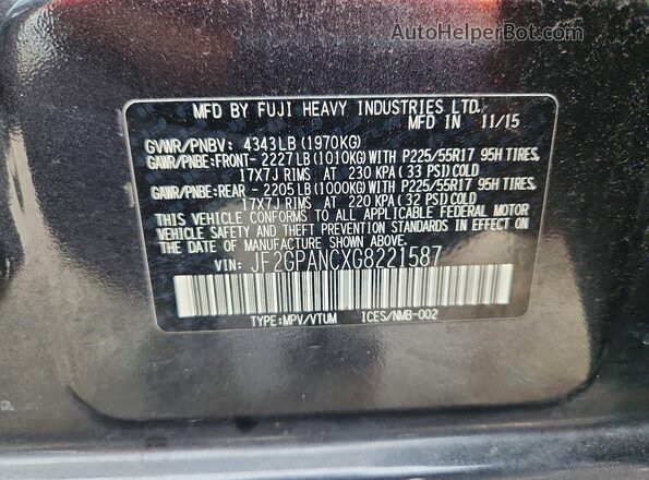 JF2GPANCXG8221587 2016 SUBARU CROSSTREK Gray Սալոնի 360 աստիճան տեսք