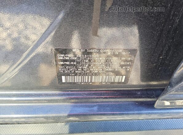 JF2GTAAC6JG226834 2018 SUBARU CROSSTREK Blue VIN კოდის სტიკერის ხედი