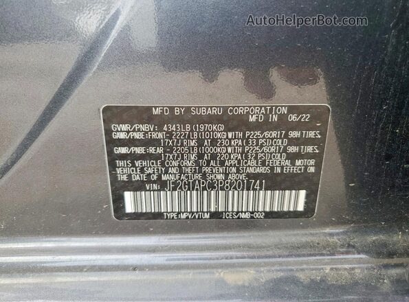 JF2GTAPC3P8201741 2023 SUBARU CROSSTREK Gray ძრავის განყოფილების ხედი