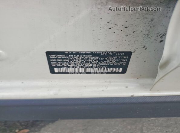 JF2GUHDC7SH218500 2025 SUBARU CROSSTREK White Widok naklejki z numerem VIN