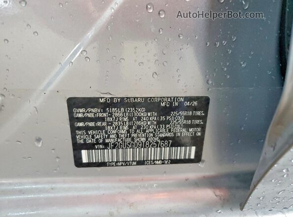 JF2GUSGD9T8257687 2026 SUBARU CROSSTREK Silver VIN կոդի պիտակի տեսք